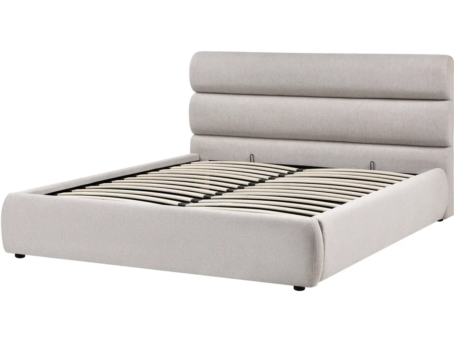 Letto contenitore Lino sintetico BONIFACIO 160 x 200 cm Grigio