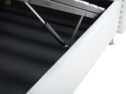 Beliani Letto contenitore Pelle sintetica METZ 90 x 200 cm Bianco Bianco Argento