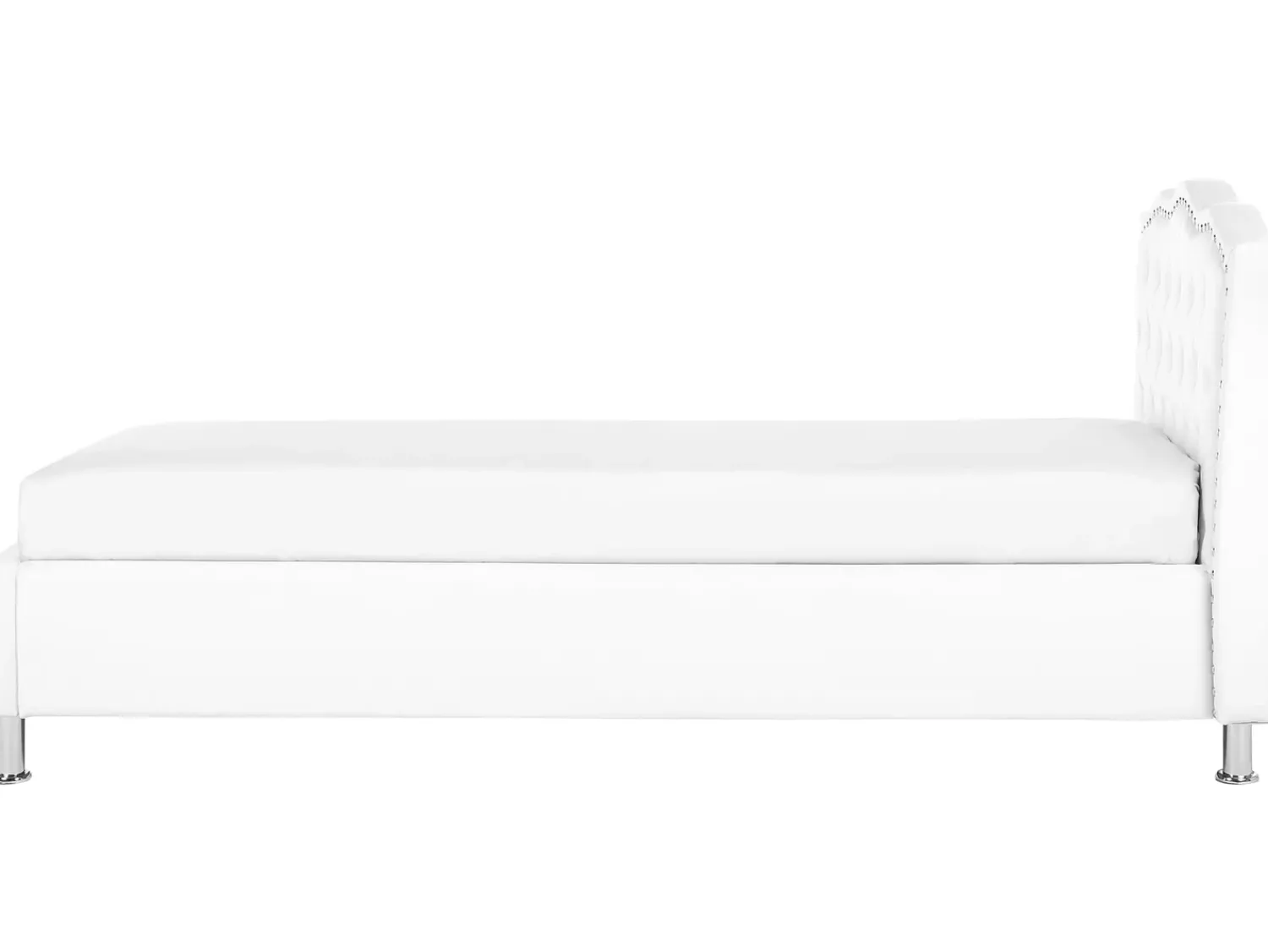 Beliani Letto contenitore Pelle sintetica METZ 90 x 200 cm Bianco Bianco Argento
