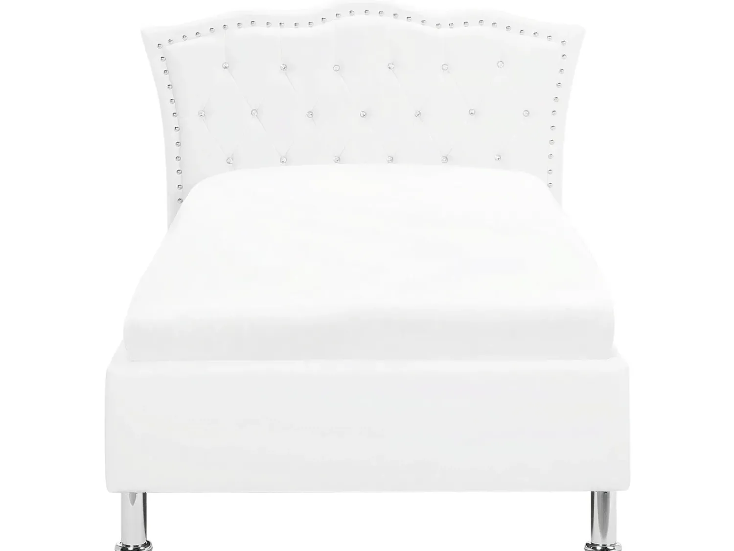 Beliani Letto contenitore Pelle sintetica METZ 90 x 200 cm Bianco Bianco Argento