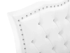 Beliani Letto contenitore Pelle sintetica METZ 90 x 200 cm Bianco Bianco Argento
