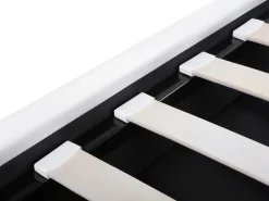 Beliani Letto contenitore Pelle sintetica METZ 90 x 200 cm Bianco Bianco Argento