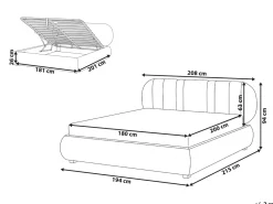 Letto contenitore Tessuto CAMPAN 180 x 200 cm Beige chiaro