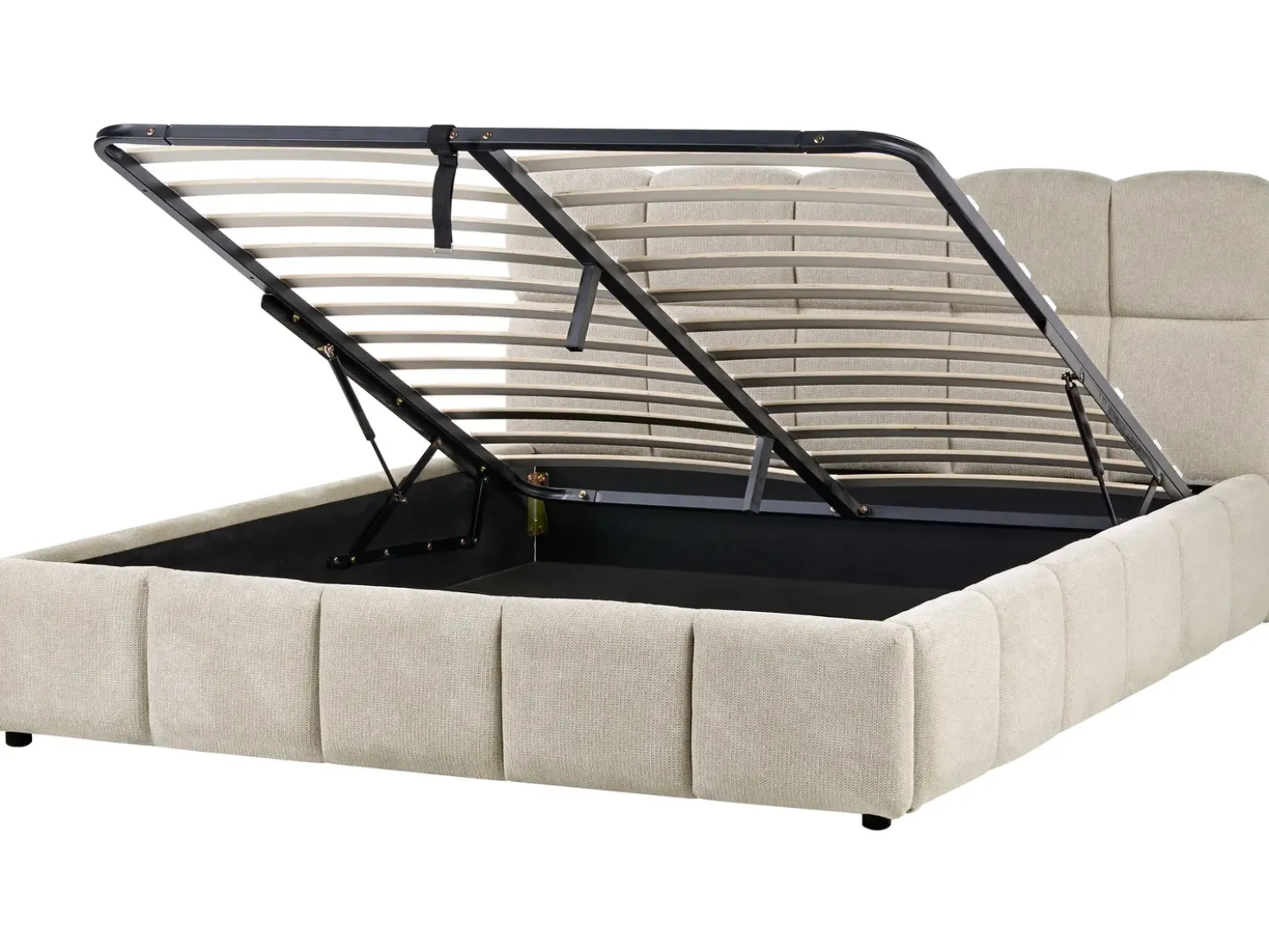 Letto contenitore Tessuto NOYON 180 x 200 cm Tortora