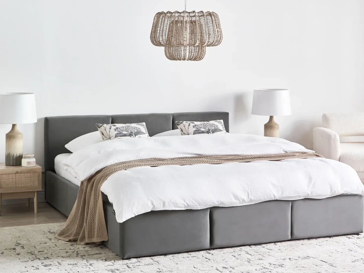 Letto contenitore Velluto BOUSSE 180 x 200 cm Grigio scuro
