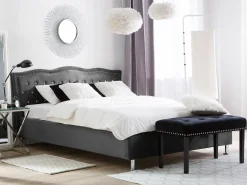 Letto contenitore Velluto METZ 160 x 200 cm Grigio scuro