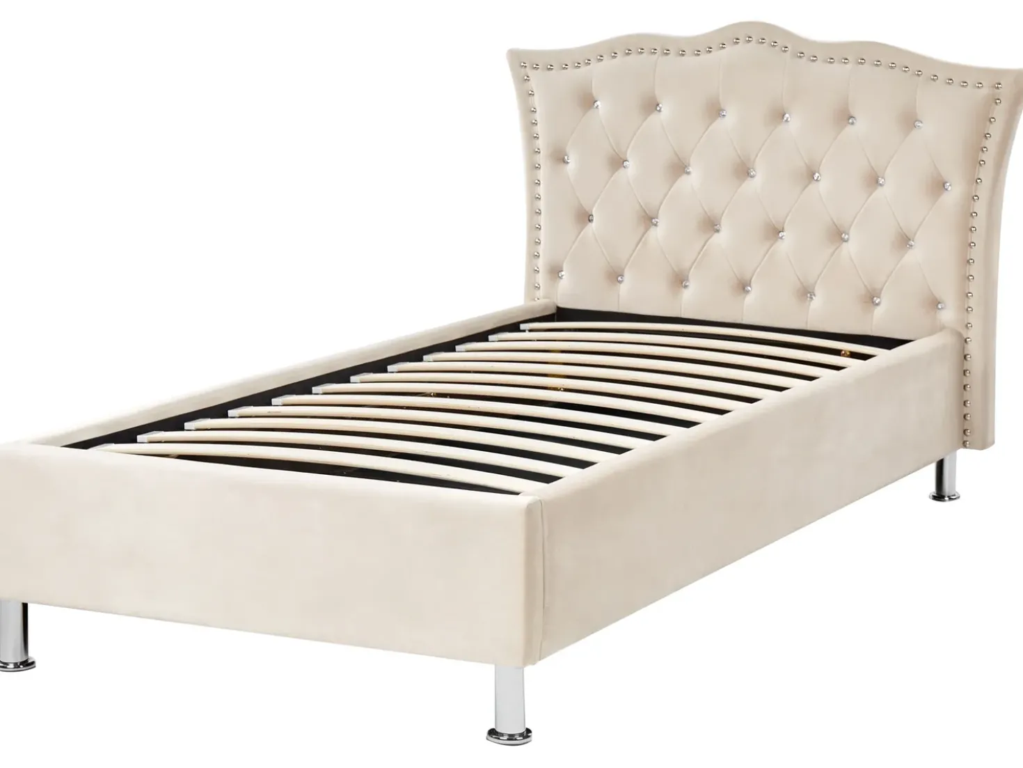 Letto contenitore Velluto METZ 90 x 200 cm Beige