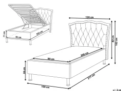 Letto contenitore Velluto METZ 90 x 200 cm Beige