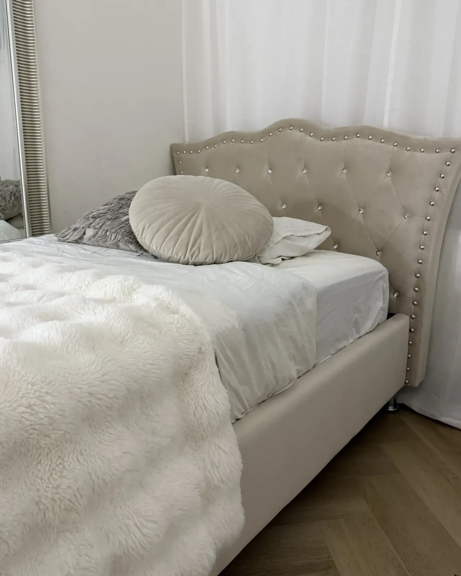 Letto contenitore Velluto METZ 90 x 200 cm Beige