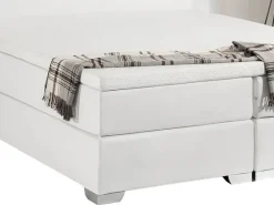 Discount Beliani Letto Continentale Pelle sintetica PRESIDENT 180 x 200 cm Bianco Bianco Argento