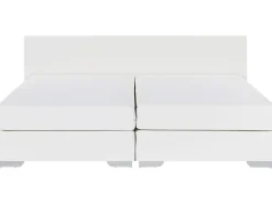 Discount Beliani Letto Continentale Pelle sintetica PRESIDENT 180 x 200 cm Bianco Bianco Argento