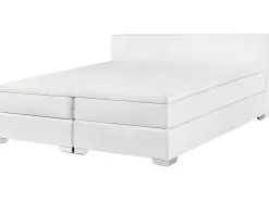 Discount Beliani Letto Continentale Pelle sintetica PRESIDENT 180 x 200 cm Bianco Bianco Argento