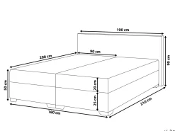 Discount Beliani Letto Continentale Pelle sintetica PRESIDENT 180 x 200 cm Bianco Bianco Argento
