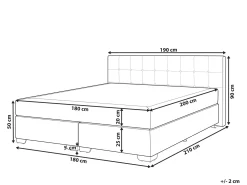 Letto Continentale Tessuto ADMIRAL 180 x 200 cm Grigio chiaro
