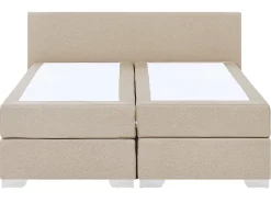 Discount Beliani Letto Continentale Tessuto PRESIDENT 160 x 200 cm Beige Beige Argento