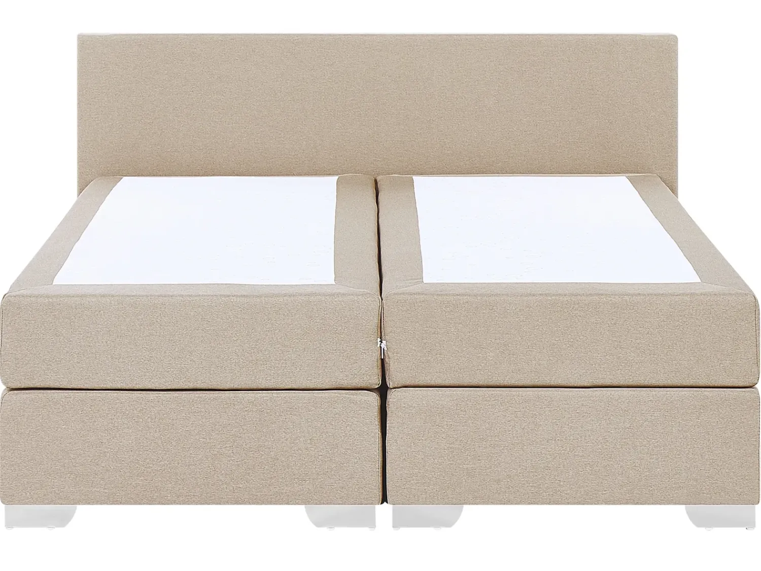 Discount Beliani Letto Continentale Tessuto PRESIDENT 160 x 200 cm Beige Beige Argento