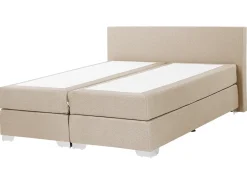 Discount Beliani Letto Continentale Tessuto PRESIDENT 160 x 200 cm Beige Beige Argento