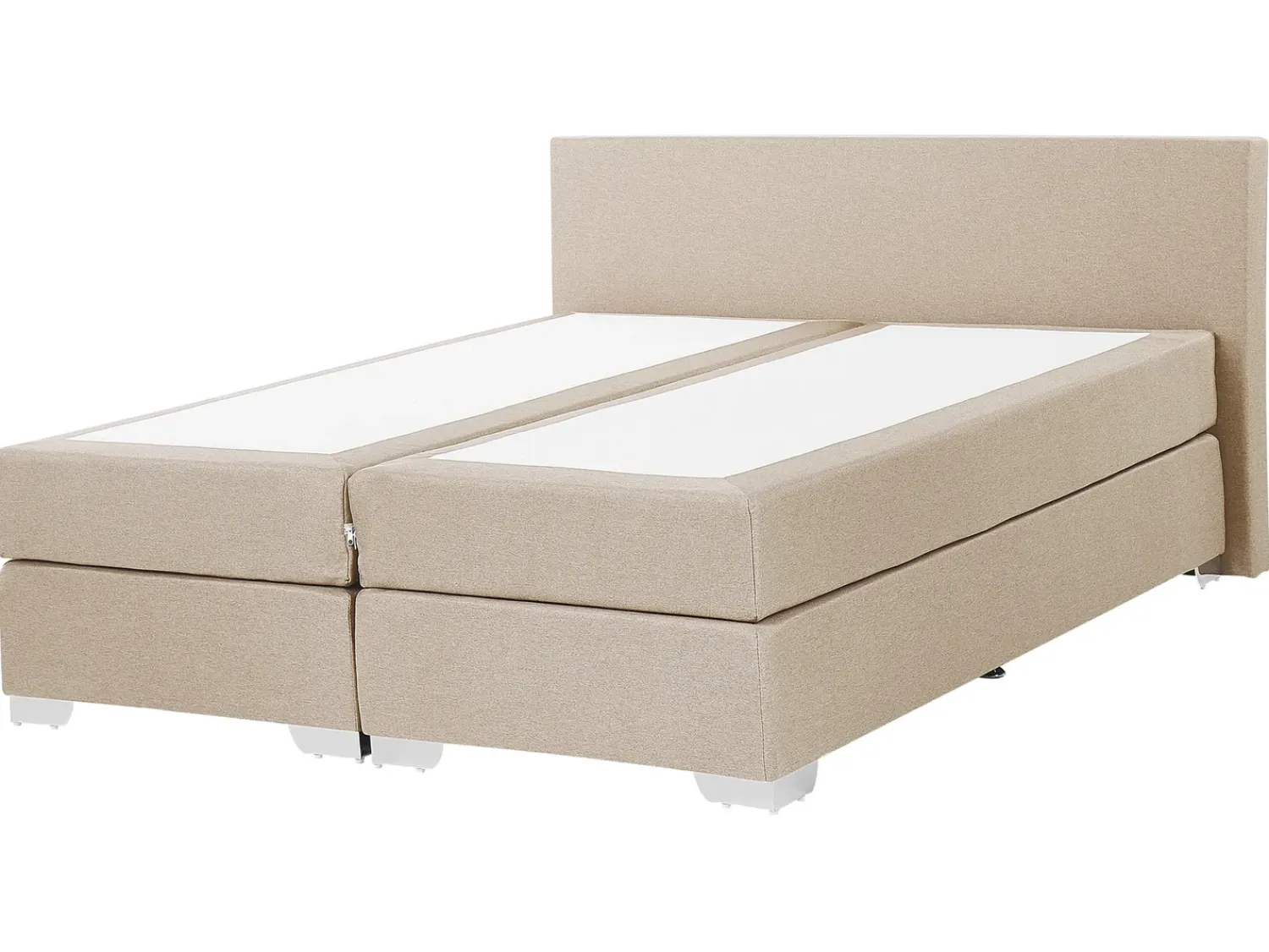 Discount Beliani Letto Continentale Tessuto PRESIDENT 160 x 200 cm Beige Beige Argento