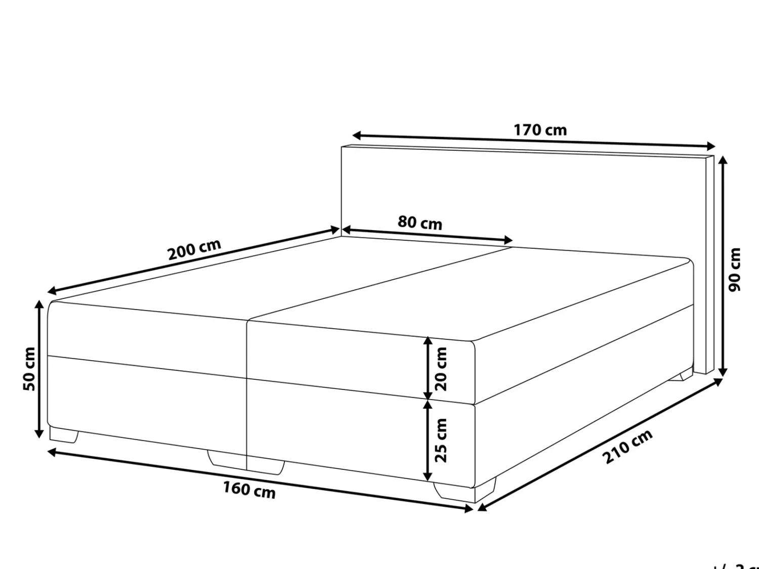 Discount Beliani Letto Continentale Tessuto PRESIDENT 160 x 200 cm Beige Beige Argento