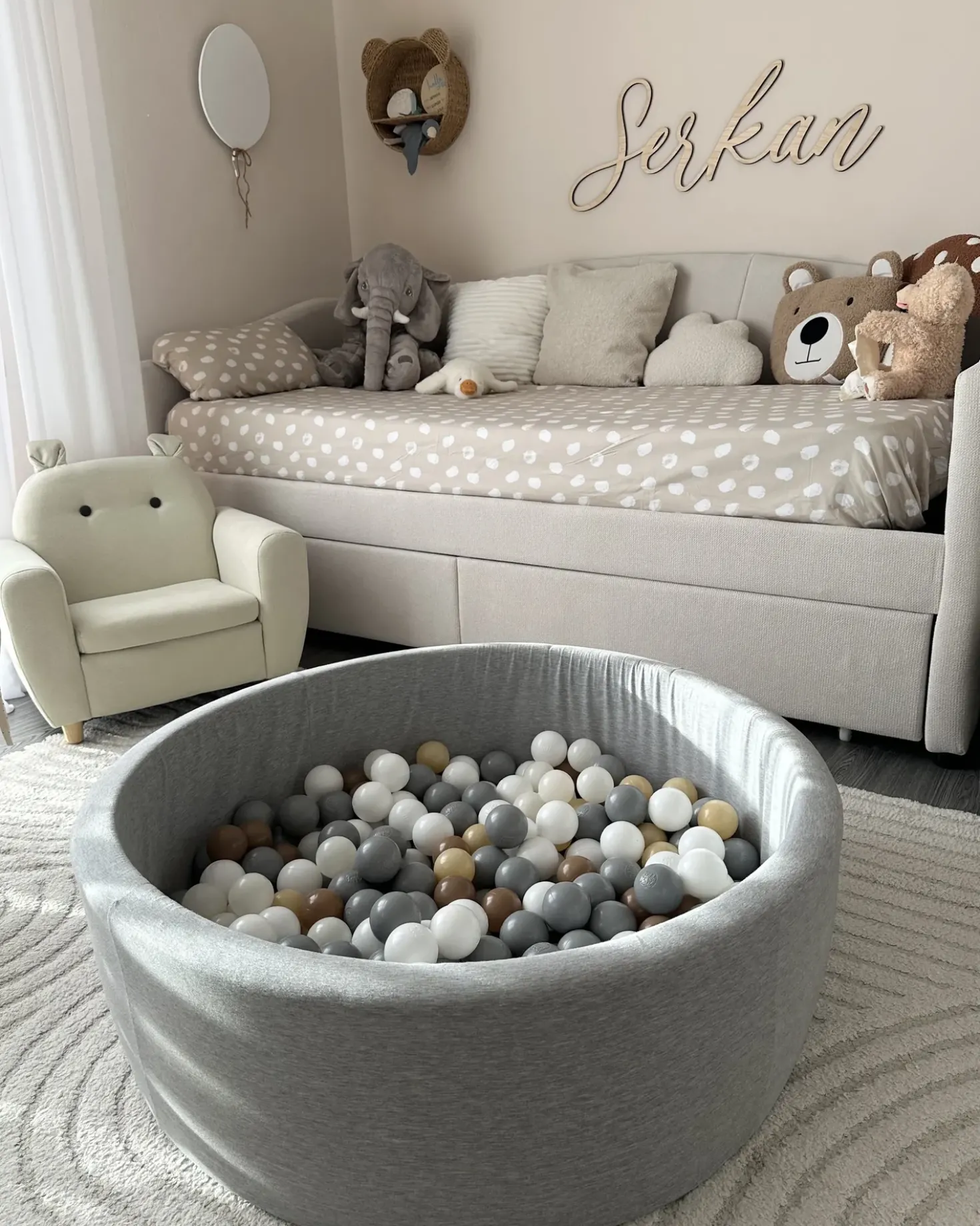 Letto da giorno con contenitore Tessuto VITTEL 90 x 200 cm Beige chiaro