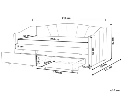 Letto da giorno con contenitore Tessuto VITTEL 90 x 200 cm Rosso
