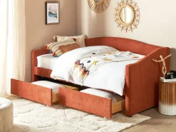 Letto da giorno con contenitore Tessuto VITTEL 90 x 200 cm Rosso
