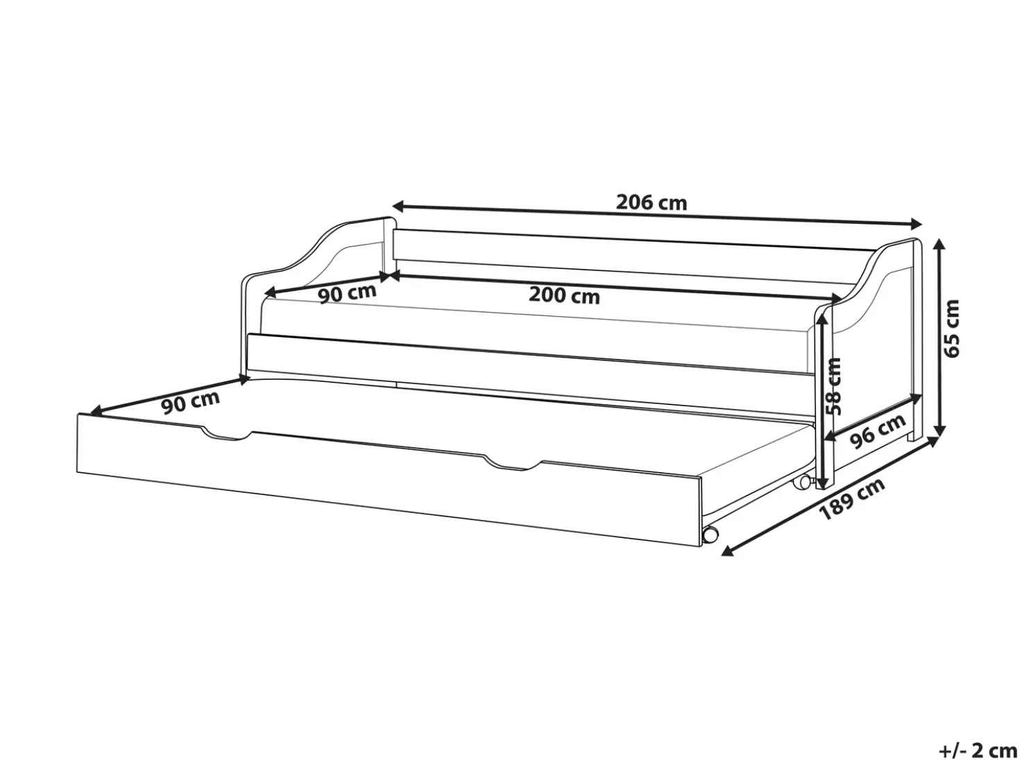 Letto estraibile Legno di pino LUNERAY 90 x 200 cm Bianco