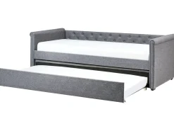 Outlet Beliani Letto estraibile Tessuto LIBOURNE 90 x 200 cm scuro Grigio