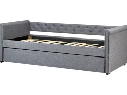 Outlet Beliani Letto estraibile Tessuto LIBOURNE 90 x 200 cm scuro Grigio