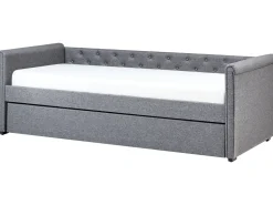 Outlet Beliani Letto estraibile Tessuto LIBOURNE 90 x 200 cm scuro Grigio