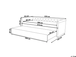 Letto estraibile Tessuto LIBOURNE 80 x 200 cm Grigio chiaro