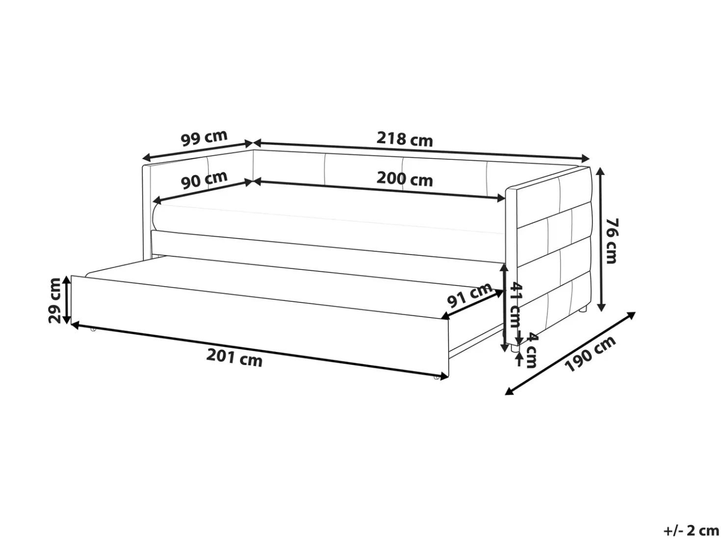 Letto estraibile Velluto CHAVONNE 90 x 200 cm Rosa