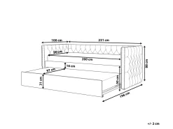 Letto estraibile Velluto GASSIN 90 x 200 cm Grigio