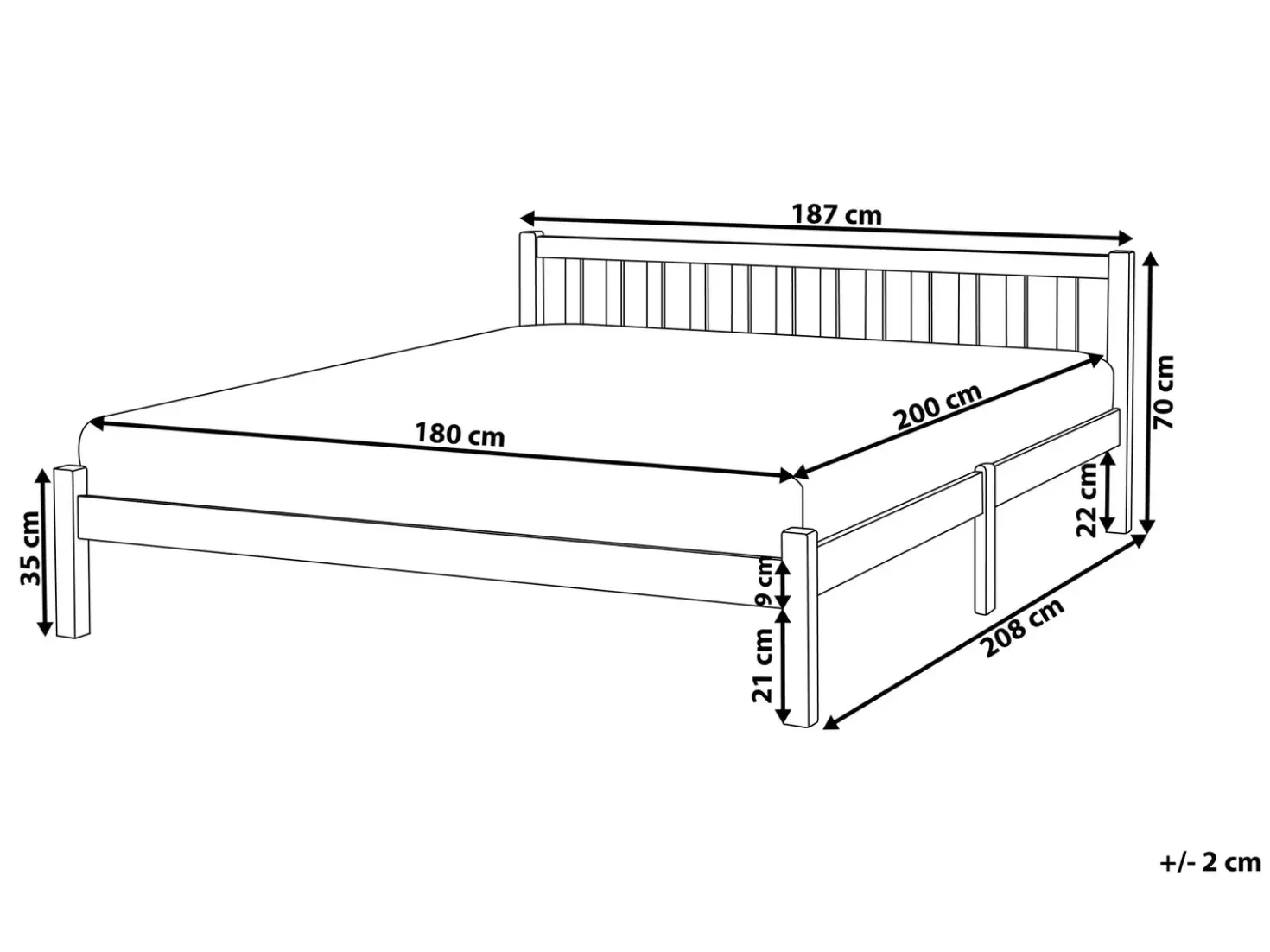 Letto Legno di pino FLORAC 180 x 200 cm Marrone chiaro