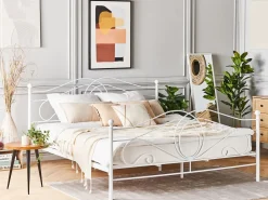 Outlet Beliani Letto Metallo LYRA 160 x 200 cm Bianco
