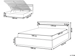Letto ottomana con LED Tessuto ARMELLE 180 x 200 cm Beige