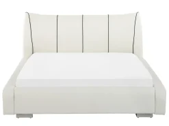 Letto Pelle naturale NANTES 140 x 200 cm Bianco sporco