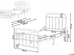 Letto per bambini allungabile Metallo ANAIS 90 x 200 cm Nero