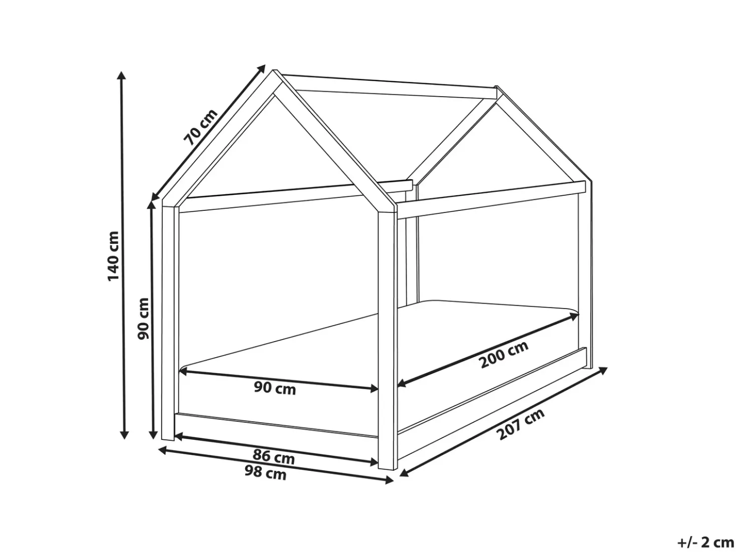 Letto per bambini Casa Legno di pino TOSSE 90 x 200 cm Grigio