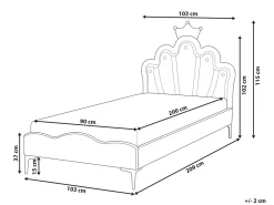 Letto per bambini Corona Velluto RUBIAN 90 x 200 cm con Luci LED Viola