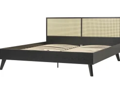 Discount Beliani Letto Rattan MONPAZIER 180 x 200 cm Nero Marrone Nero