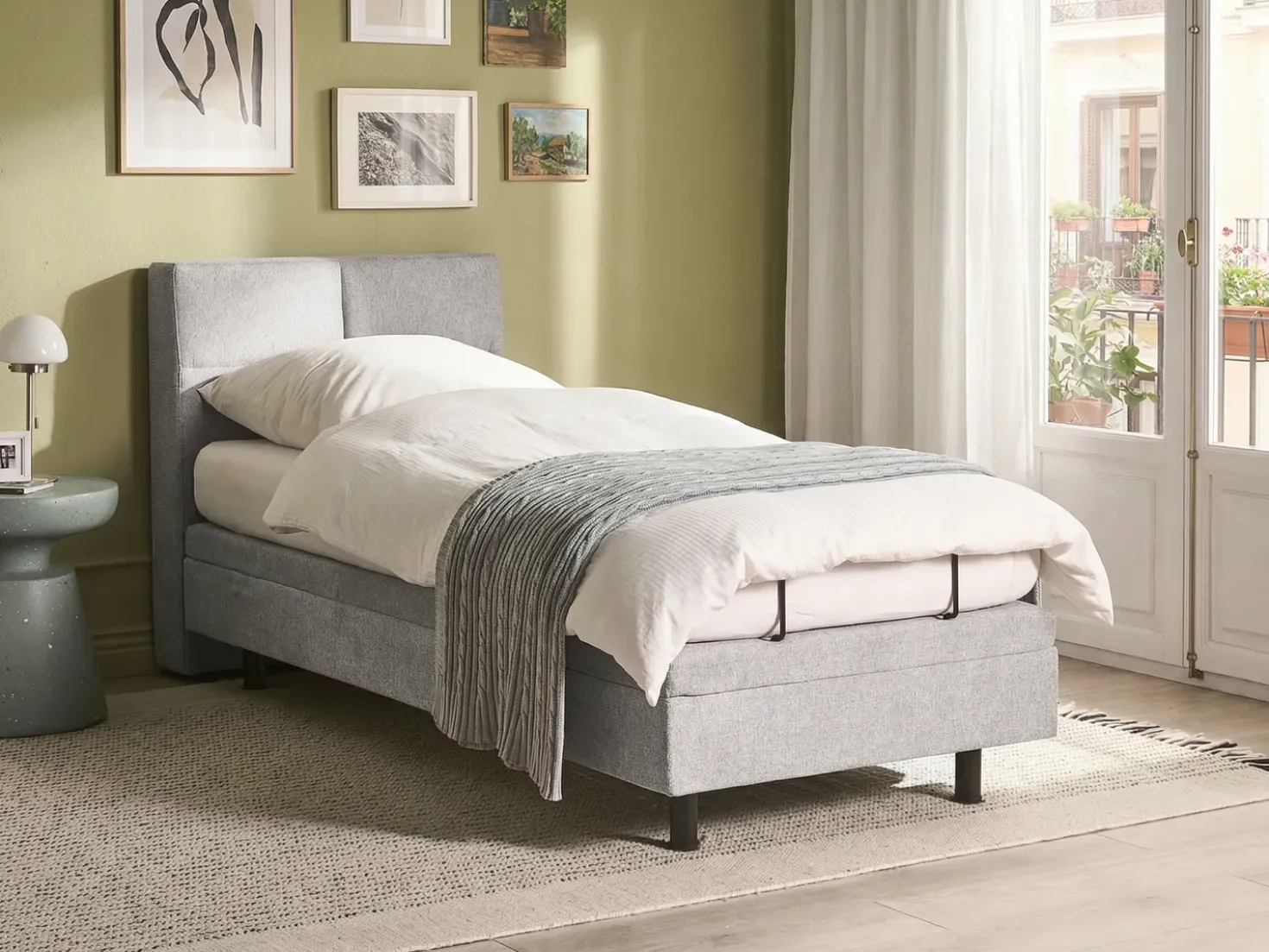Letto regolabile Tessuto VICEROY 90 x 200 cm Grigio chiaro