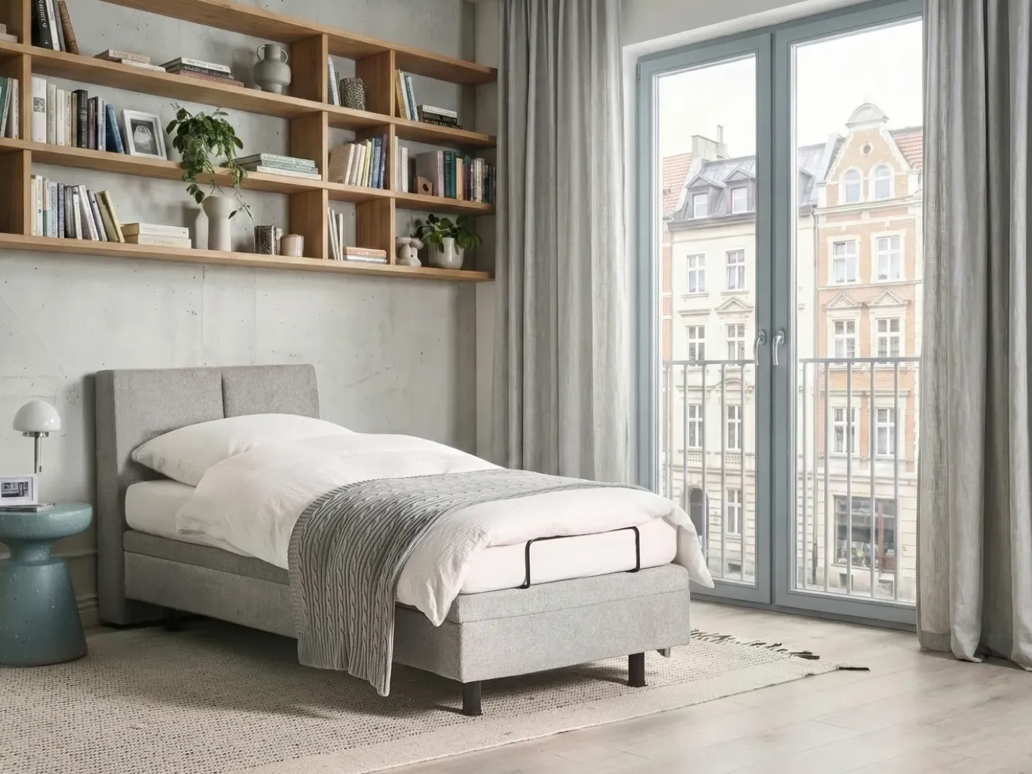 Letto regolabile Tessuto VICEROY 90 x 200 cm Grigio chiaro