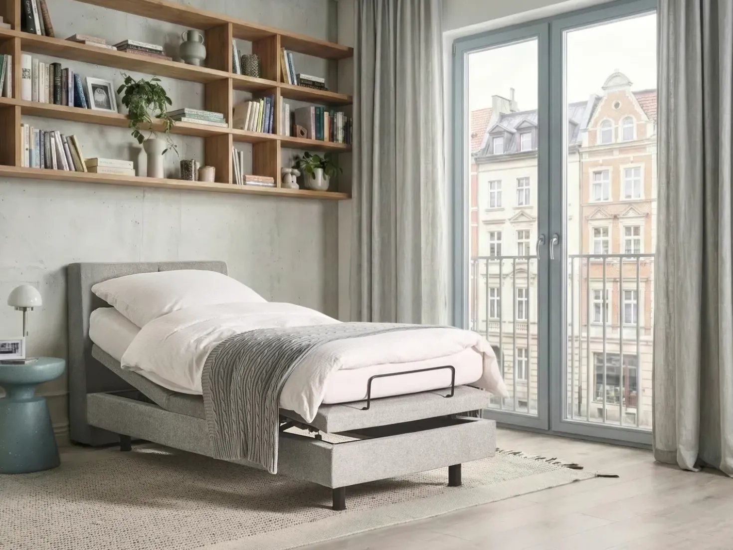 Letto regolabile Tessuto VICEROY 90 x 200 cm Grigio chiaro