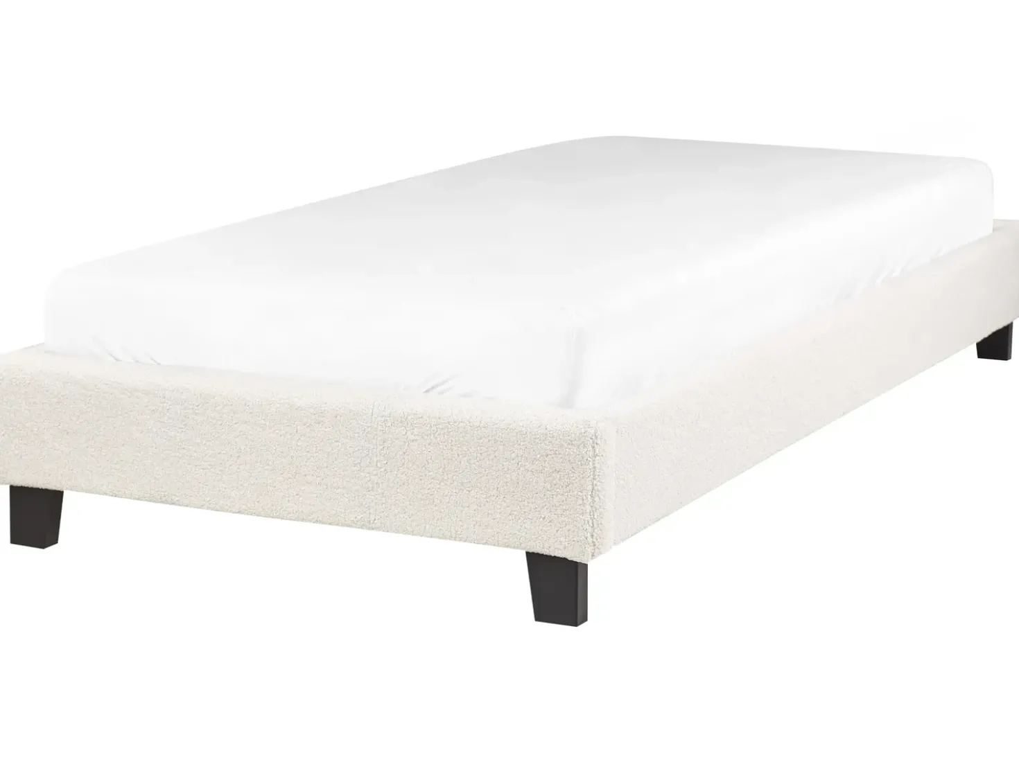Letto senza testata Bouclé ROANNE 90 x 200 cm Beige chiaro
