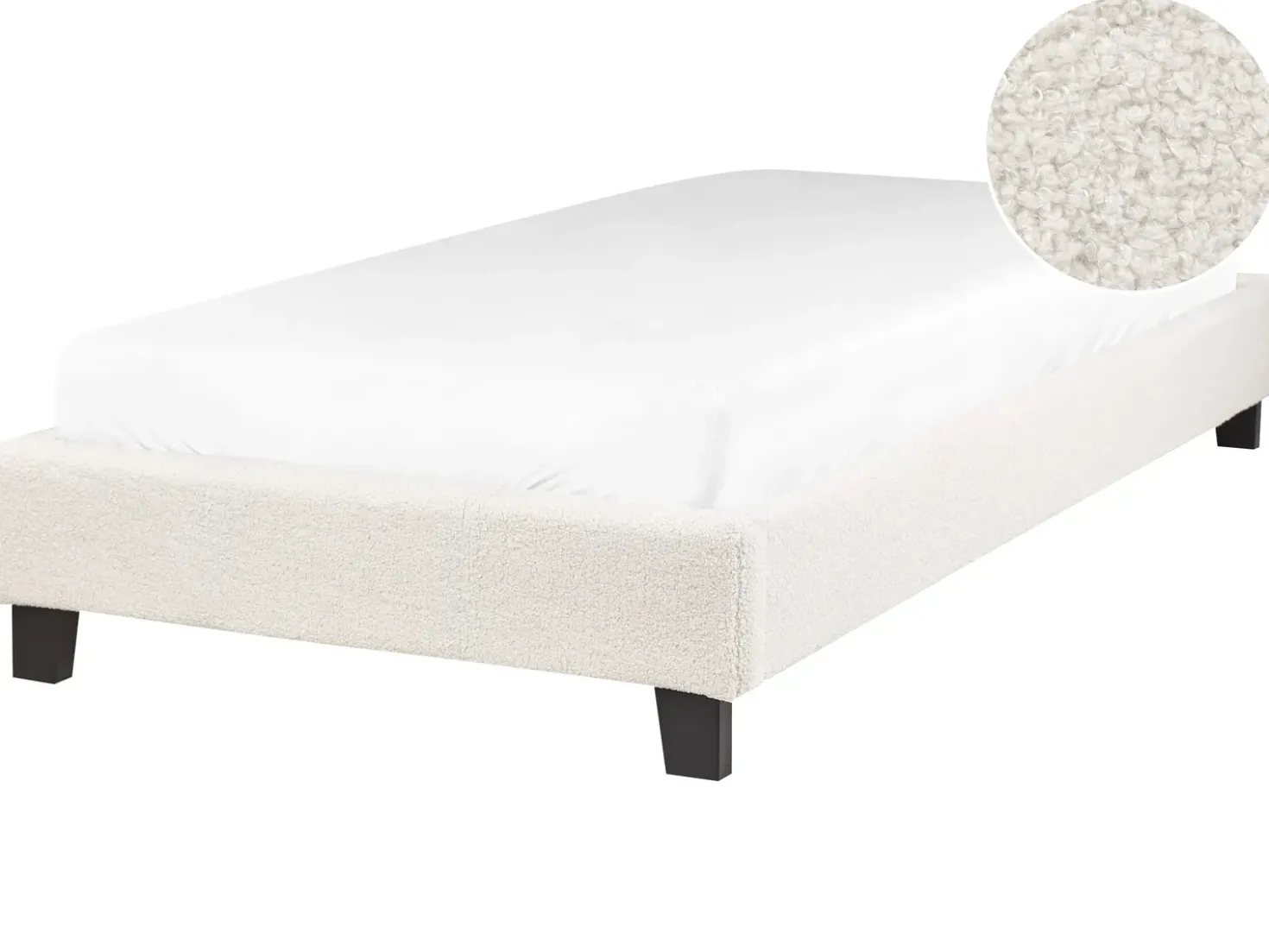 Letto senza testata Bouclé ROANNE 90 x 200 cm Beige chiaro