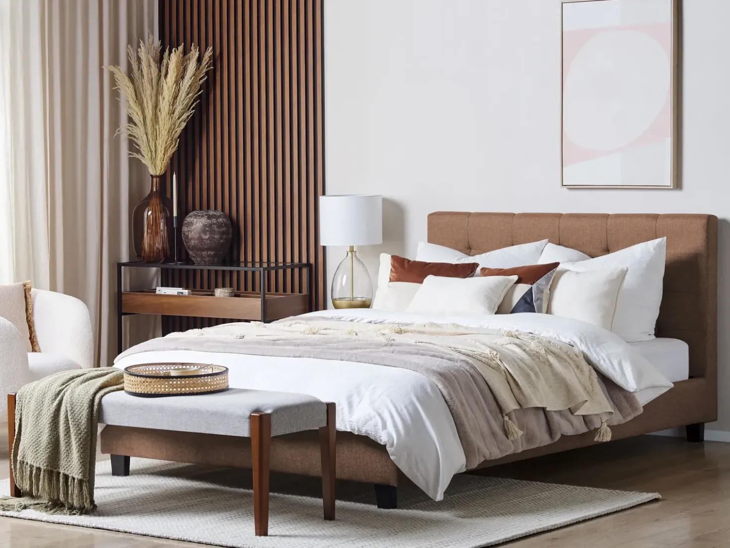 Letto Tessuto LA ROCHELLE 180 x 200 cm Marrone