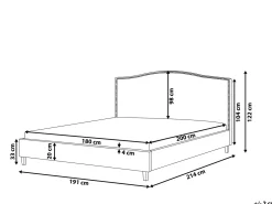 Letto Tessuto MONTPELLIER 180 x 200 cm LED Bianco