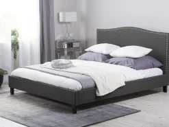Letto Tessuto MONTPELLIER 180 x 200 cm LED Bianco