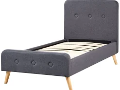 Discount Beliani Letto Tessuto RENNES 90 x 200 cm Grigio scuro Marrone Grigio